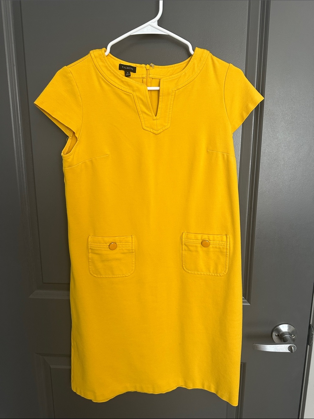 Talbots Sunny Yellow Cap-Sleeve Shift Dress